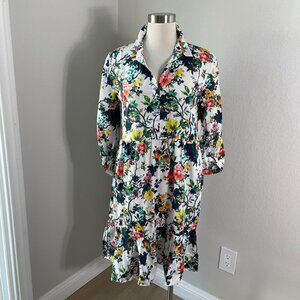Robert Friedman Dress Womens Small Floral Long Sleeve With Pockets Knee Length